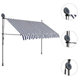 Manual Retractable Awning with LED 250 cm Blue and White