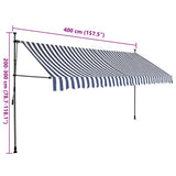 Manual Retractable Awning with LED 400 cm Blue and White