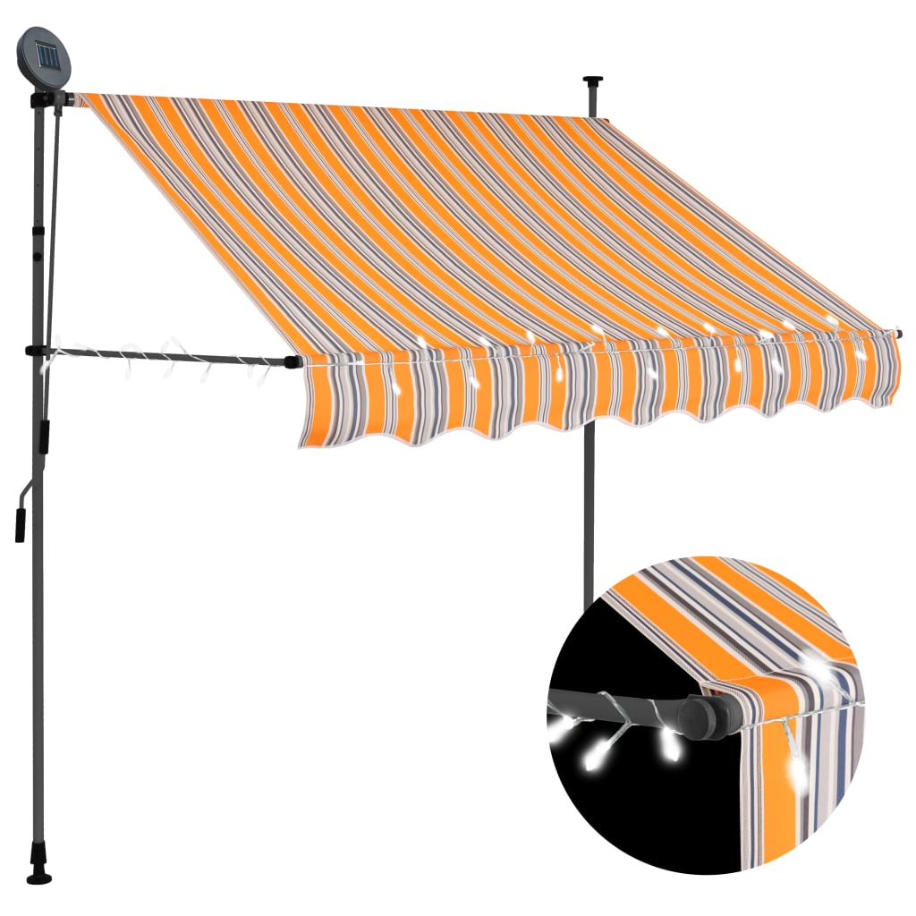 Manual Retractable Awning with LED 150 cm Yellow and Blue