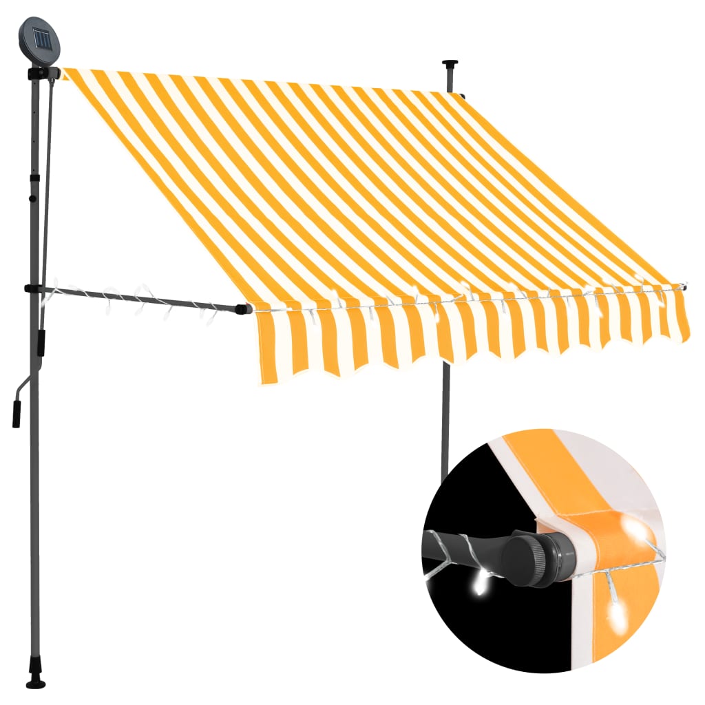 Manual Retractable Awning with LED 100 cm White and Orange