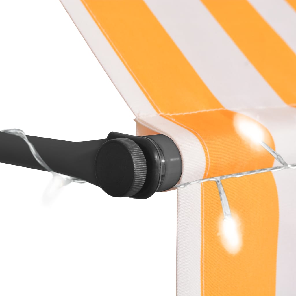 Manual Retractable Awning with LED 150 cm White and Orange