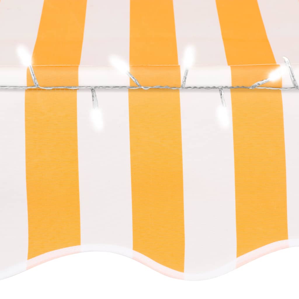 Manual Retractable Awning with LED 200 cm White and Orange