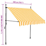 Manual Retractable Awning with LED 200 cm White and Orange