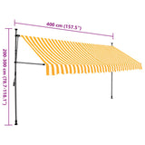 Manual Retractable Awning with LED 400 cm White and Orange