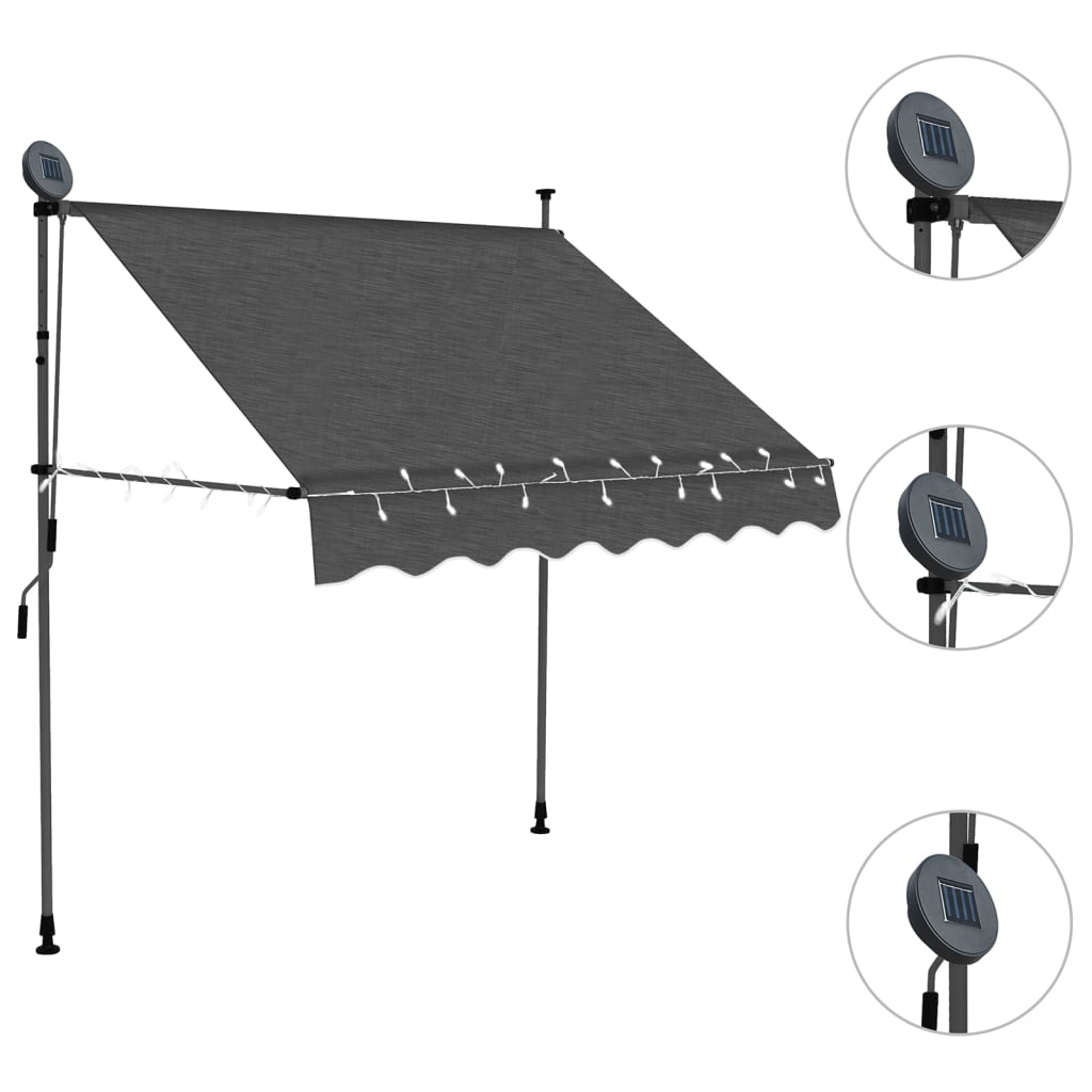 Manual Retractable Awning with LED 100 cm Anthracite