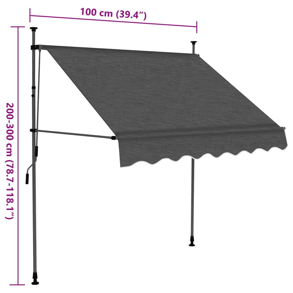 Manual Retractable Awning with LED 100 cm Anthracite