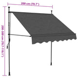 Manual Retractable Awning with LED 200 cm Anthracite