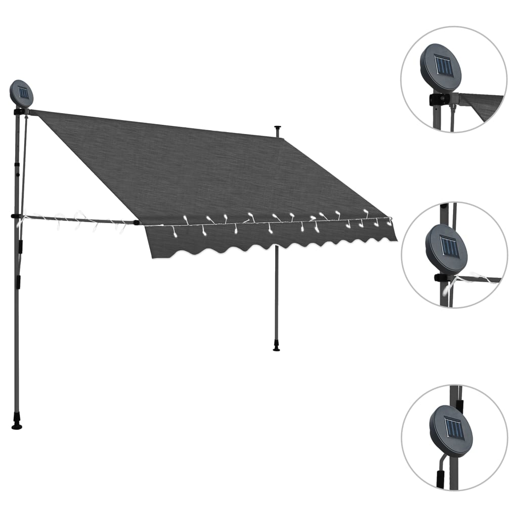 Manual Retractable Awning with LED 250 cm Anthracite