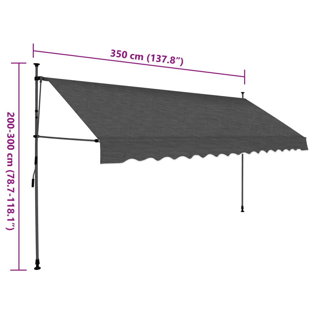 Manual Retractable Awning with LED 350 cm Anthracite