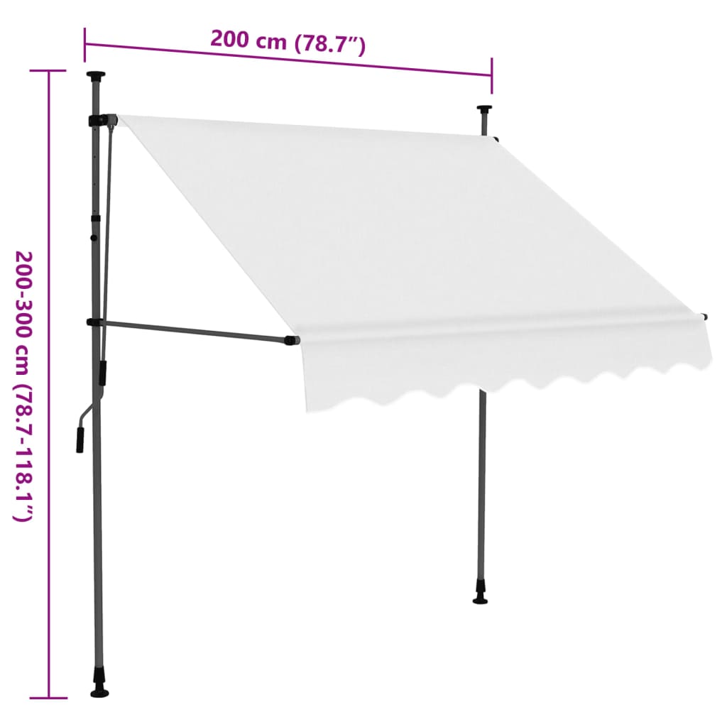 Manual Retractable Awning with LED 200 cm Cream