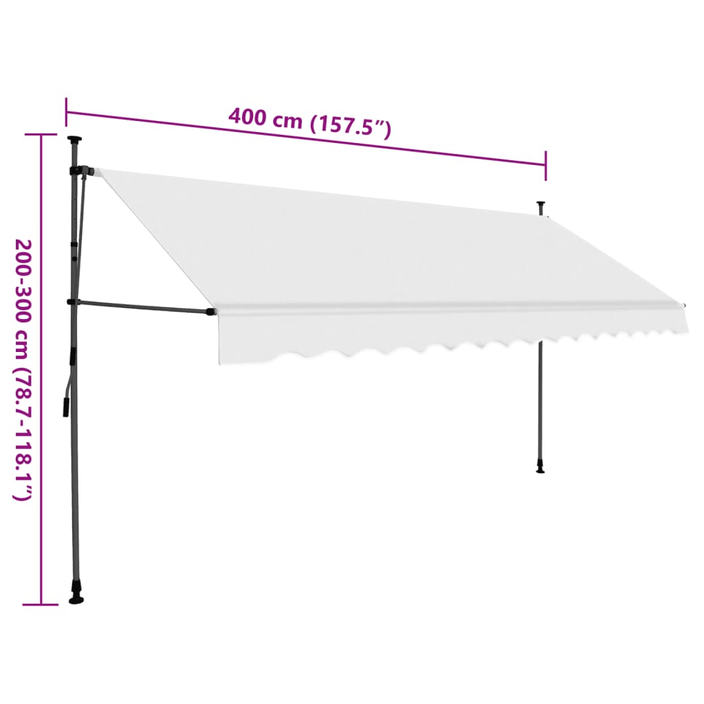 Manual Retractable Awning with LED 400 cm Cream