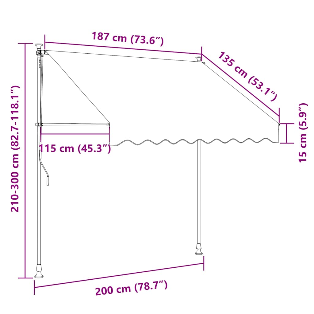 Manual Retractable Awning with LED 200 cm Orange and Brown