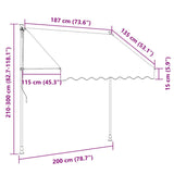 Manual Retractable Awning with LED 200 cm Orange and Brown