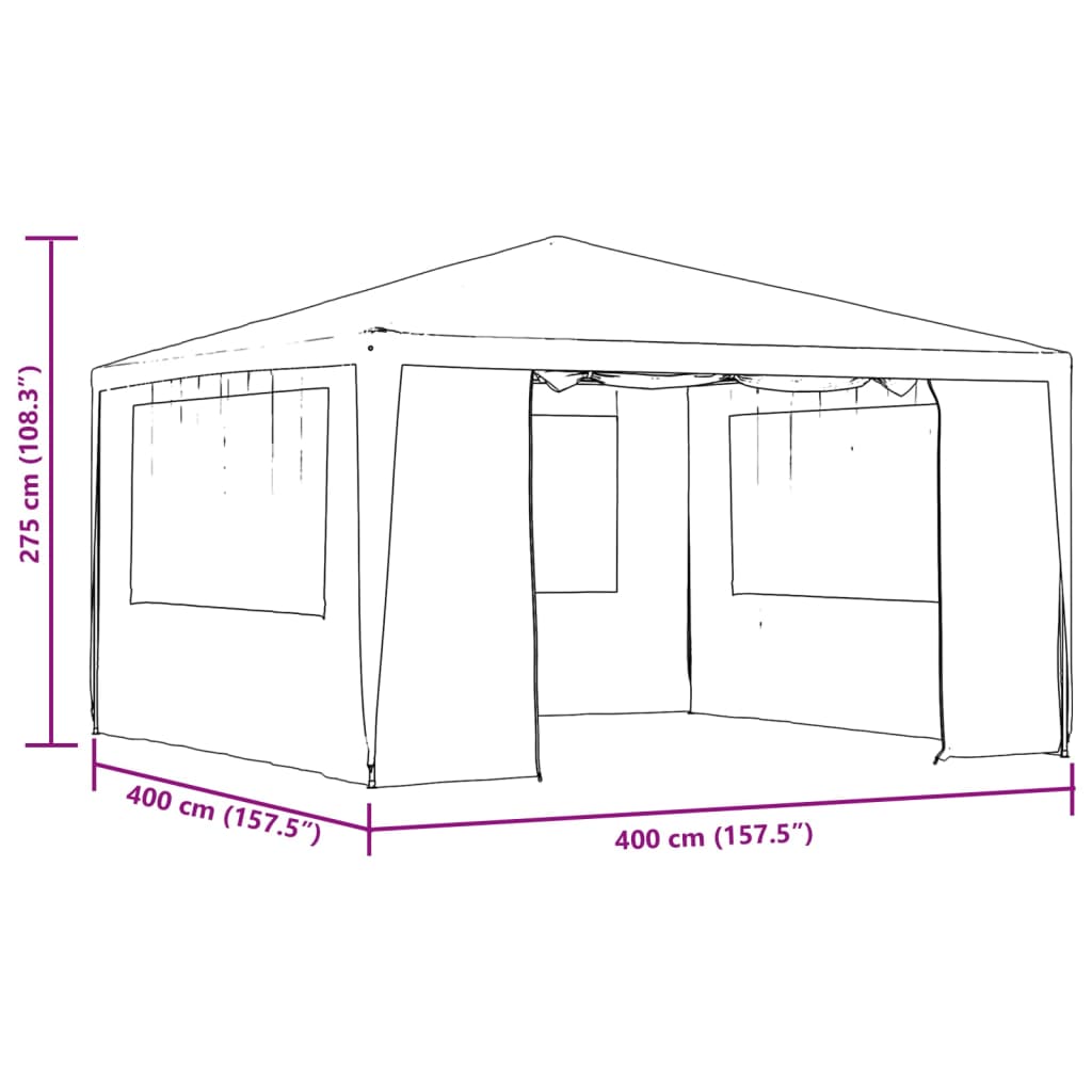 Professional Party Tent with Side Walls 4x4 m White 90 g/m?