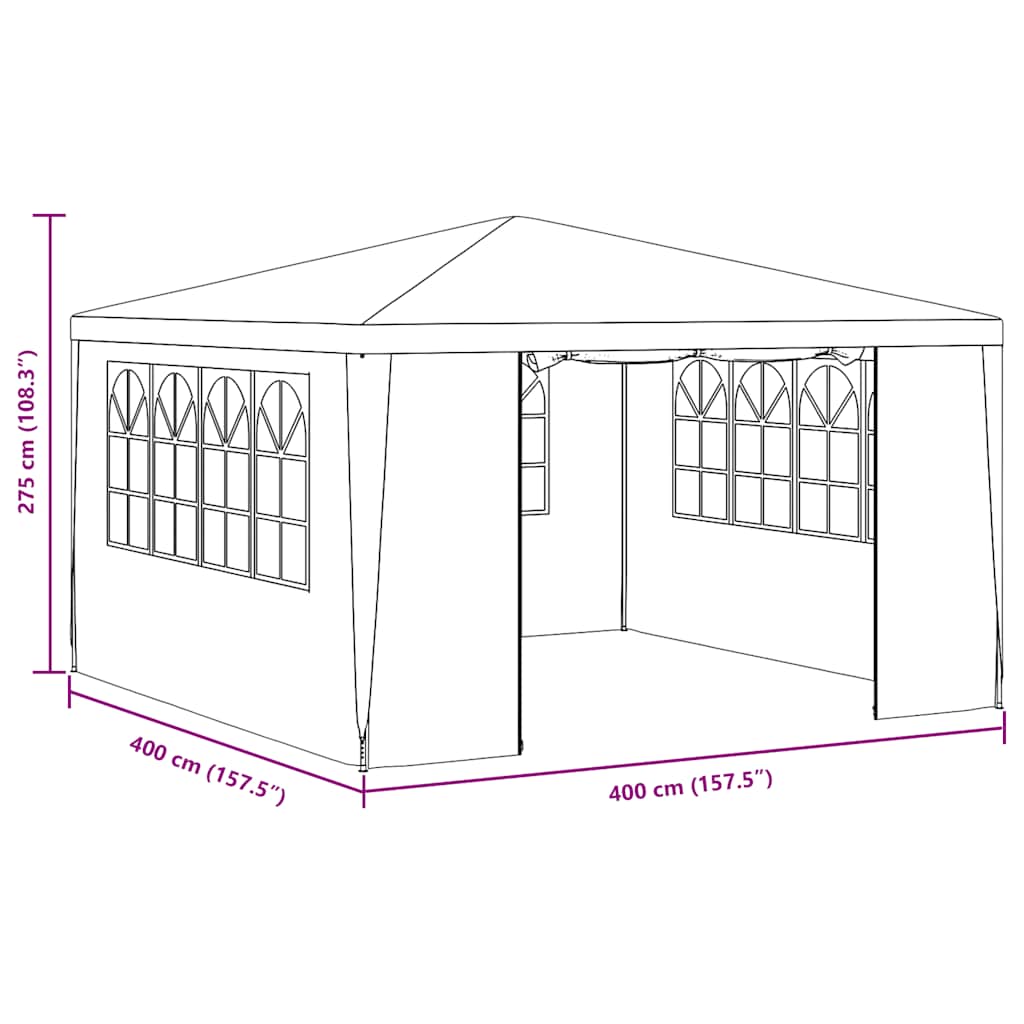 Professional Party Tent with Side Walls 4x4 m Blue 90 g/m?