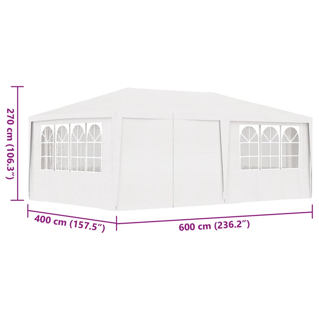 Professional Party Tent with Side Walls 4x6 m White 90 g/m?