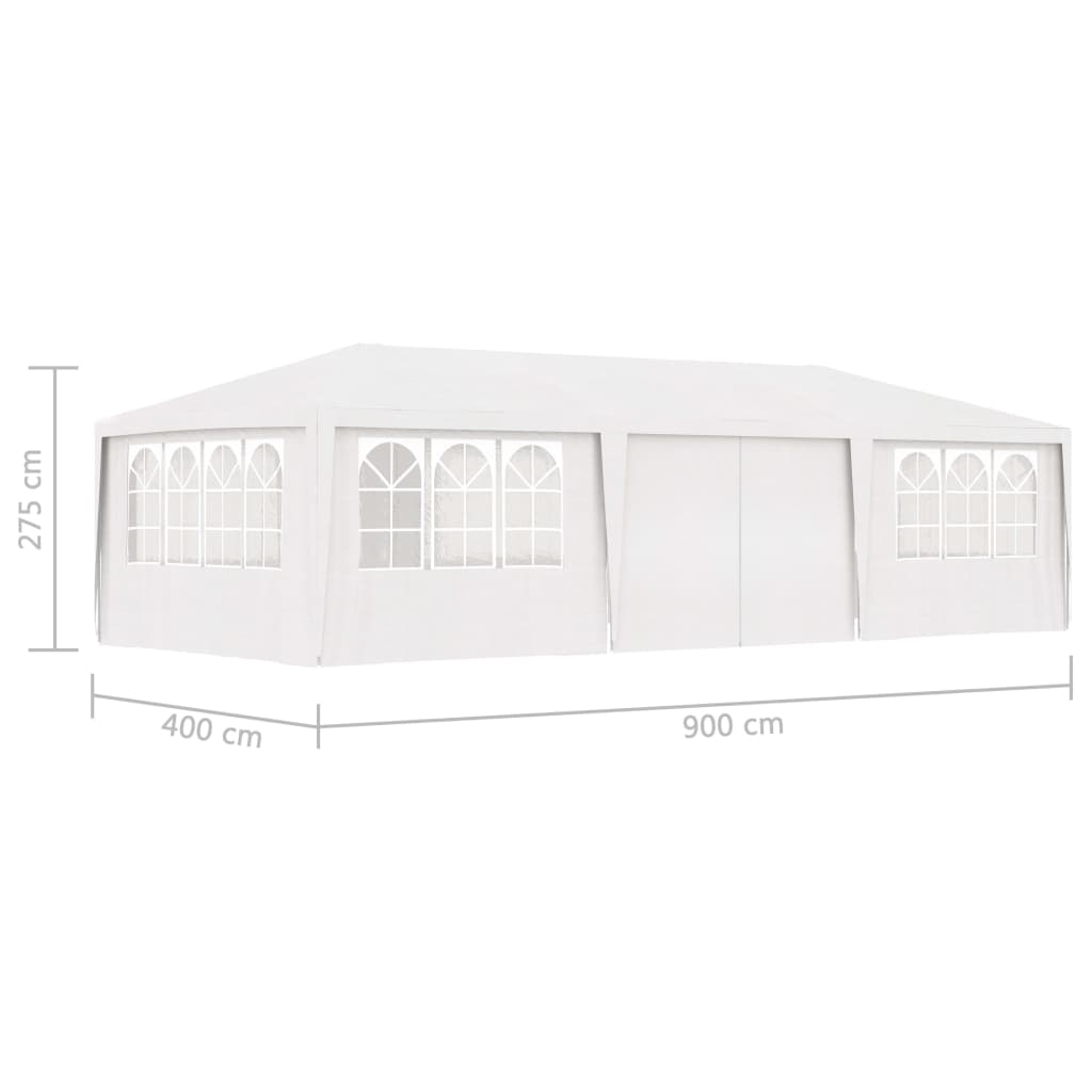 Professional Party Tent with Side Walls 4x9 m White 90 g/m?