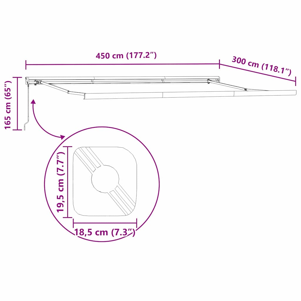 Awning Manual White 4.5 x 3 m Metal