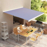 Awning Top Sunshade Canvas Blue & White 350x250 cm