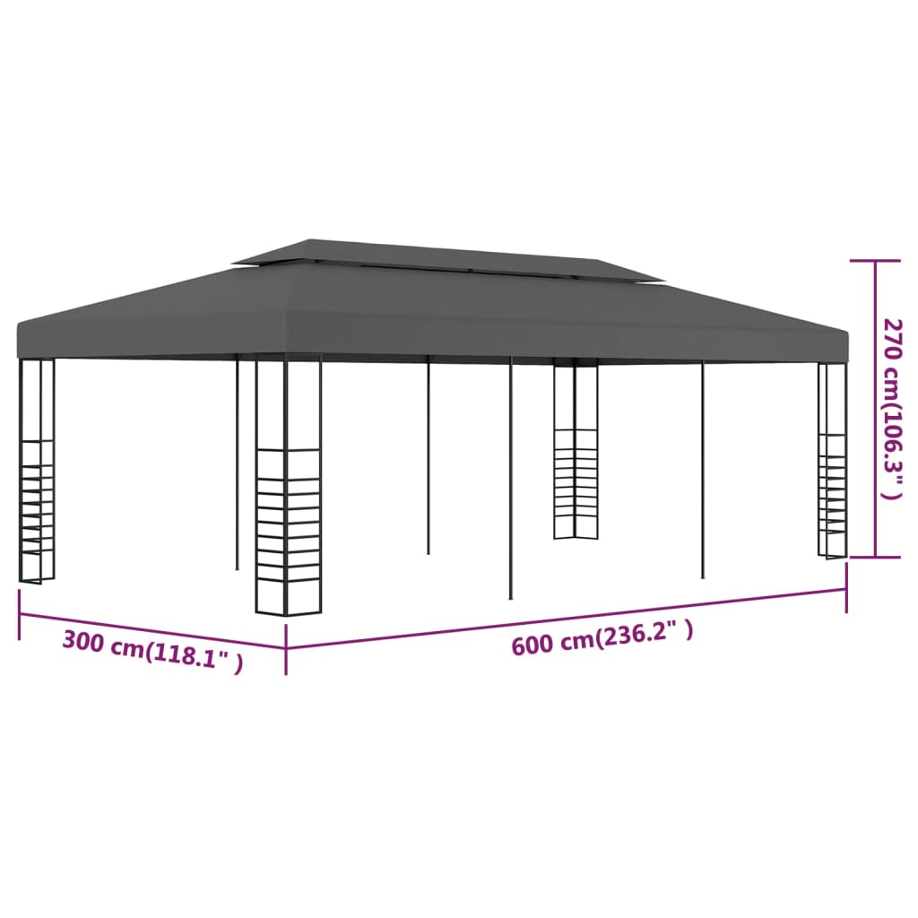 Gazebo Marquee 3x6 m Anthracite