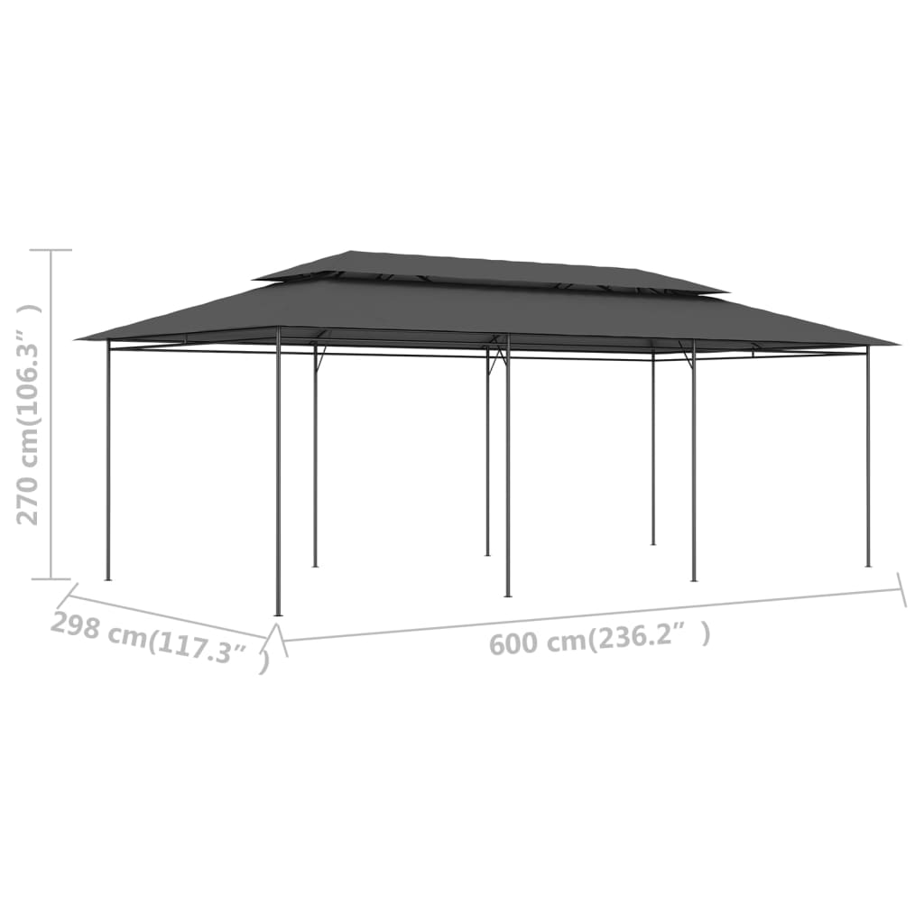 Gazebo 600x298x270 cm Anthracite