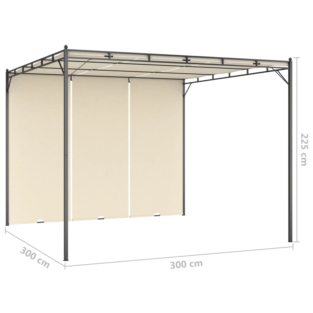 Garden Gazebo with Side Curtain 3x3x2.25m Cream