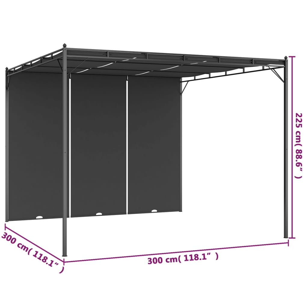 Garden Gazebo with Side Curtain 3x3x2.25 m Anthracite