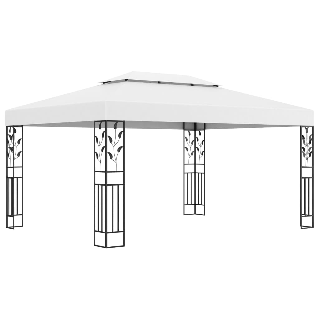 Gazebo with Double Roof 3x4 m White