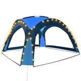 Party Tent with LED and 4 Sidewalls 3.6x3.6x2.3 m Blue