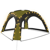 Party Tent with LED and 4 Sidewalls 3.6x3.6x2.3 m Green