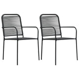 Garden Chairs 2 pcs Cotton Rope and Steel Black