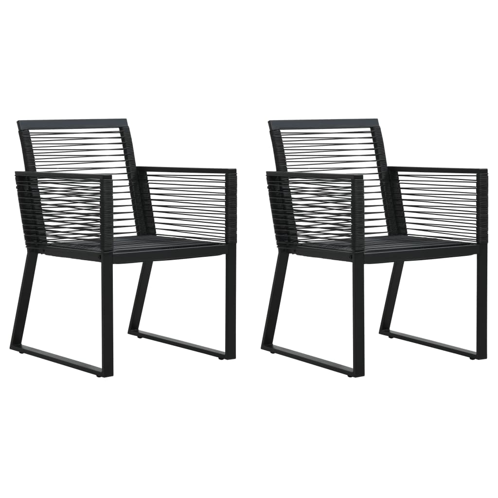 Garden Chairs 2 pcs Black PVC Rattan