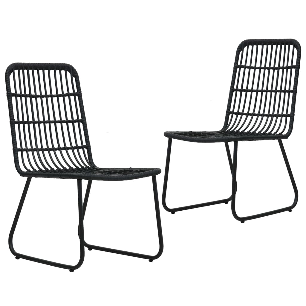 Garden Chairs 2 pcs Poly Rattan Black