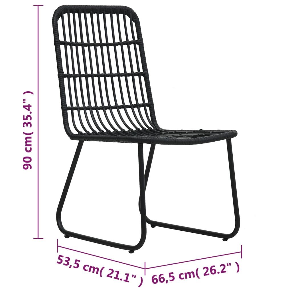 Garden Chairs 2 pcs Poly Rattan Black