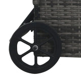 Sun Lounger with Wheels Poly Rattan Grey