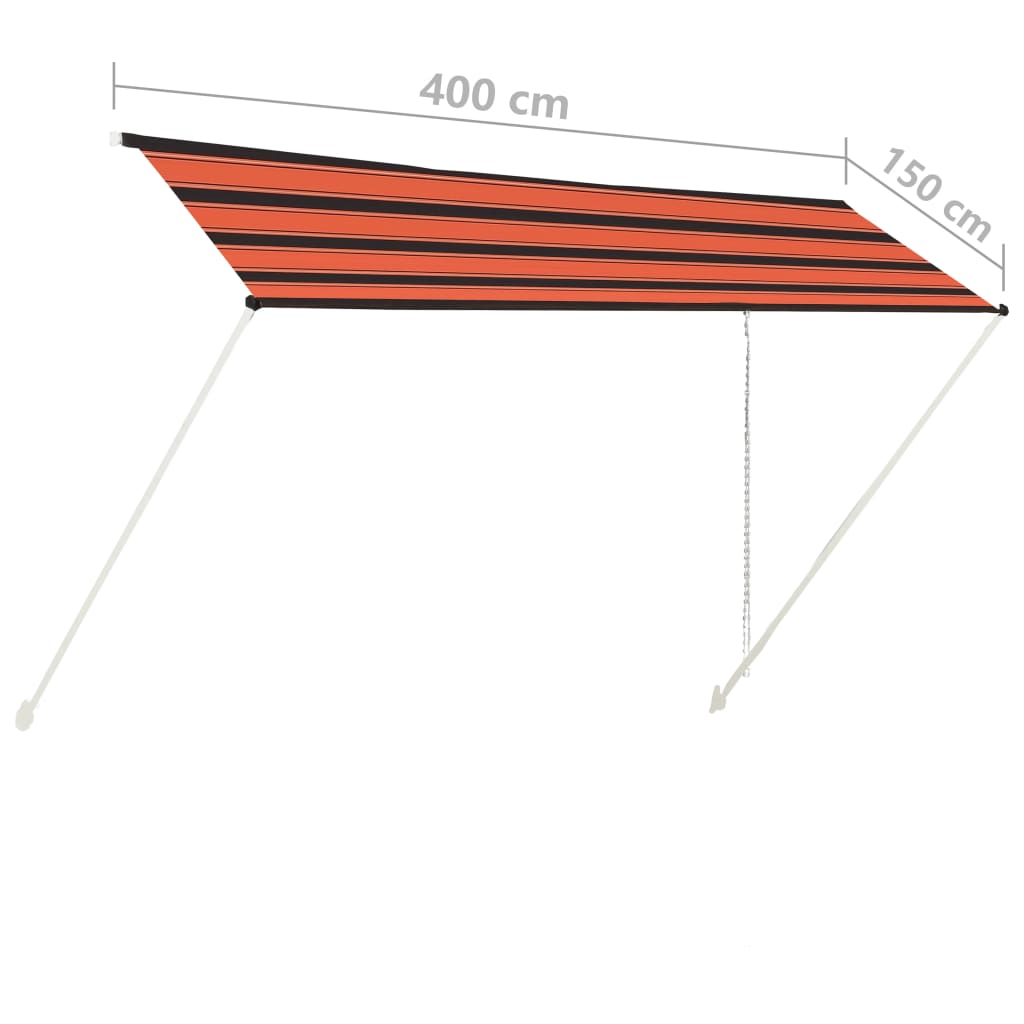 Retractable Awning 400x150 cm Orange and Brown