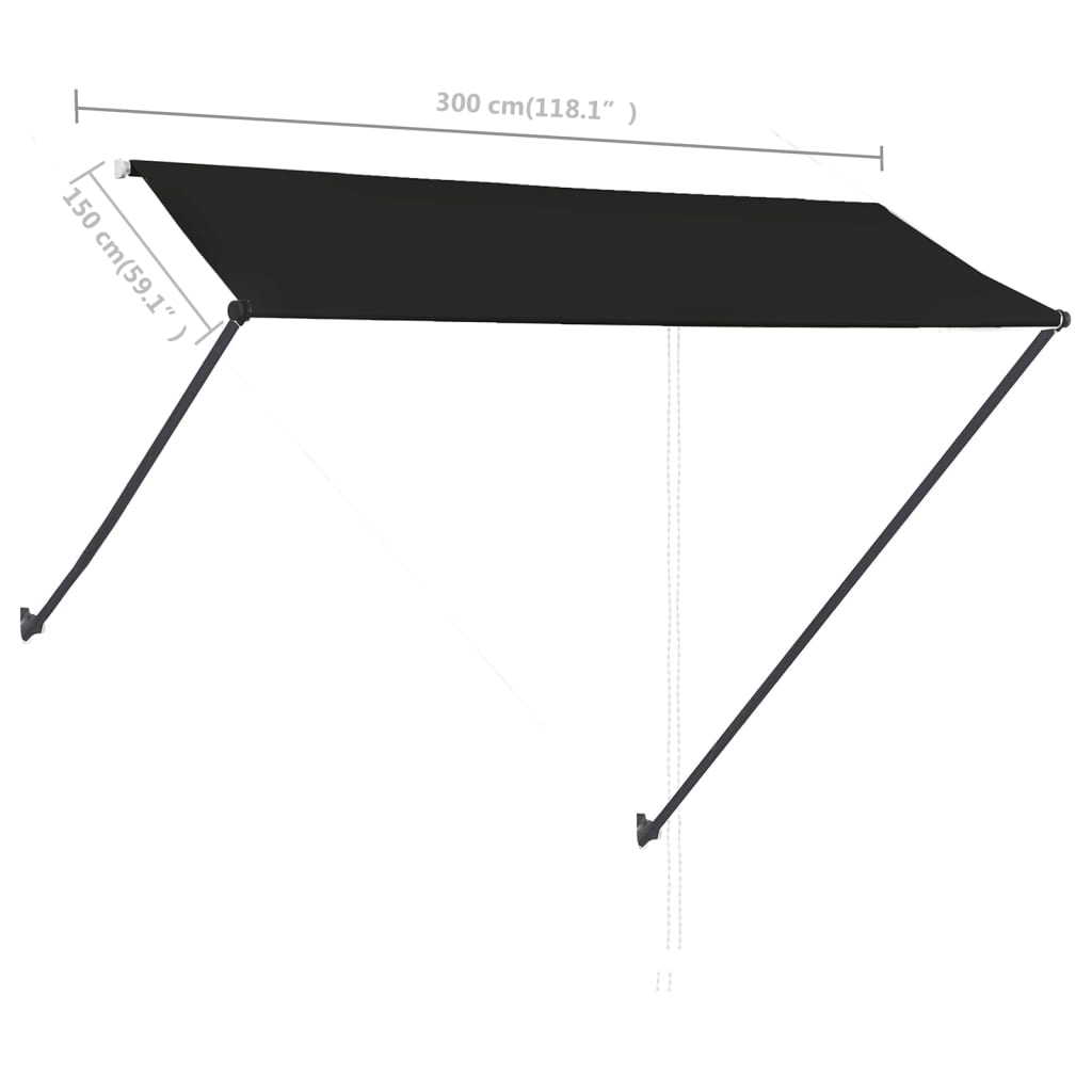 Retractable Awning with LED 300x150 cm Anthracite