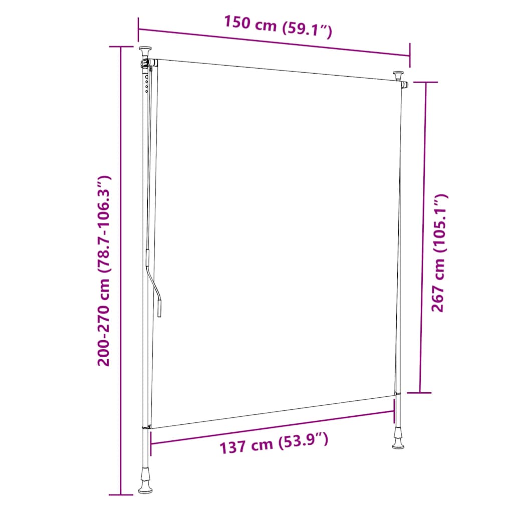 Outdoor Roller Blind 150x270 cm Anthracite