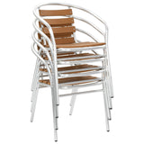 Stackable Garden Chairs 4 pcs Aluminium and WPC Silver