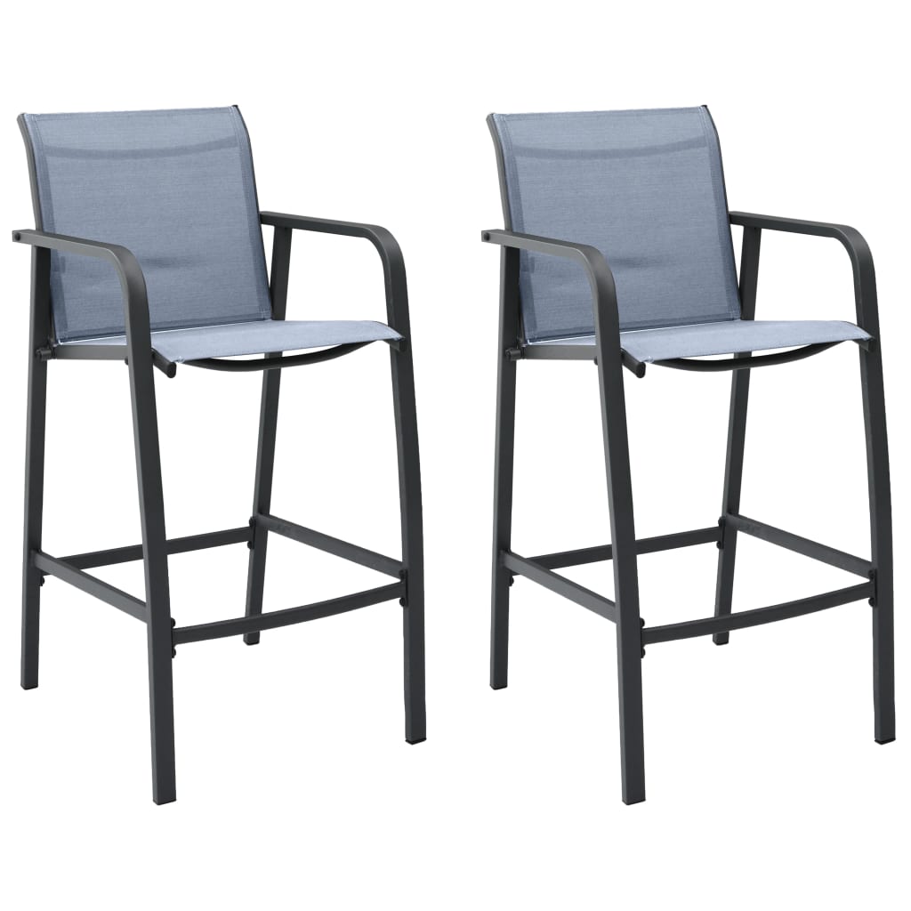 Garden Bar Chairs 2 pcs Grey Textilene