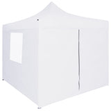 Professional Folding Party Tent with 4 Sidewalls 3x3 m Steel White