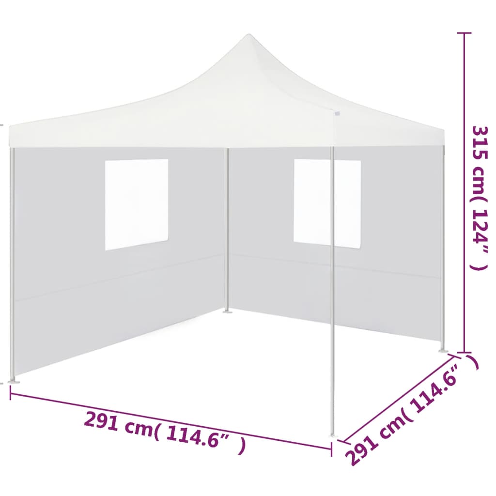 Professional Folding Party Tent with 2 Sidewalls 3x3 m Steel White