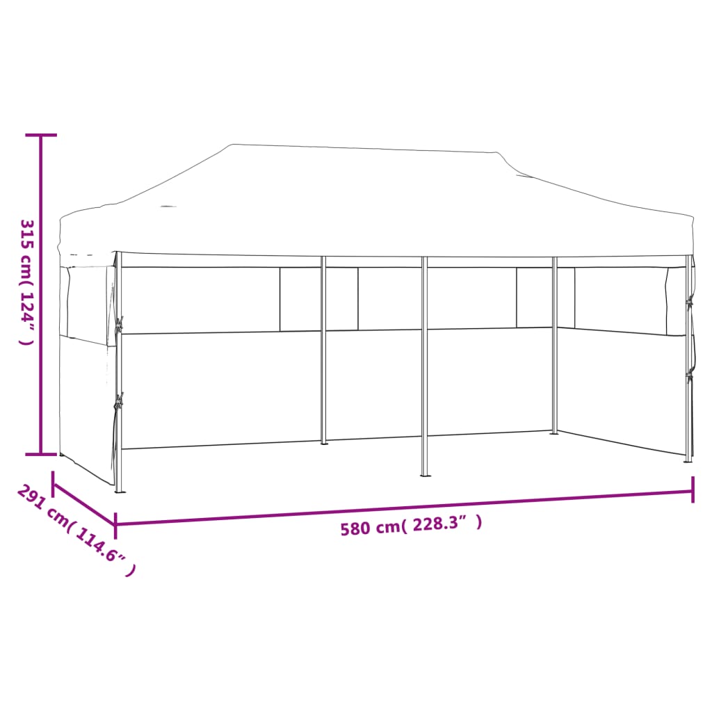 Folding Pop-up Partytent with Sidewalls 3x6 m Steel White