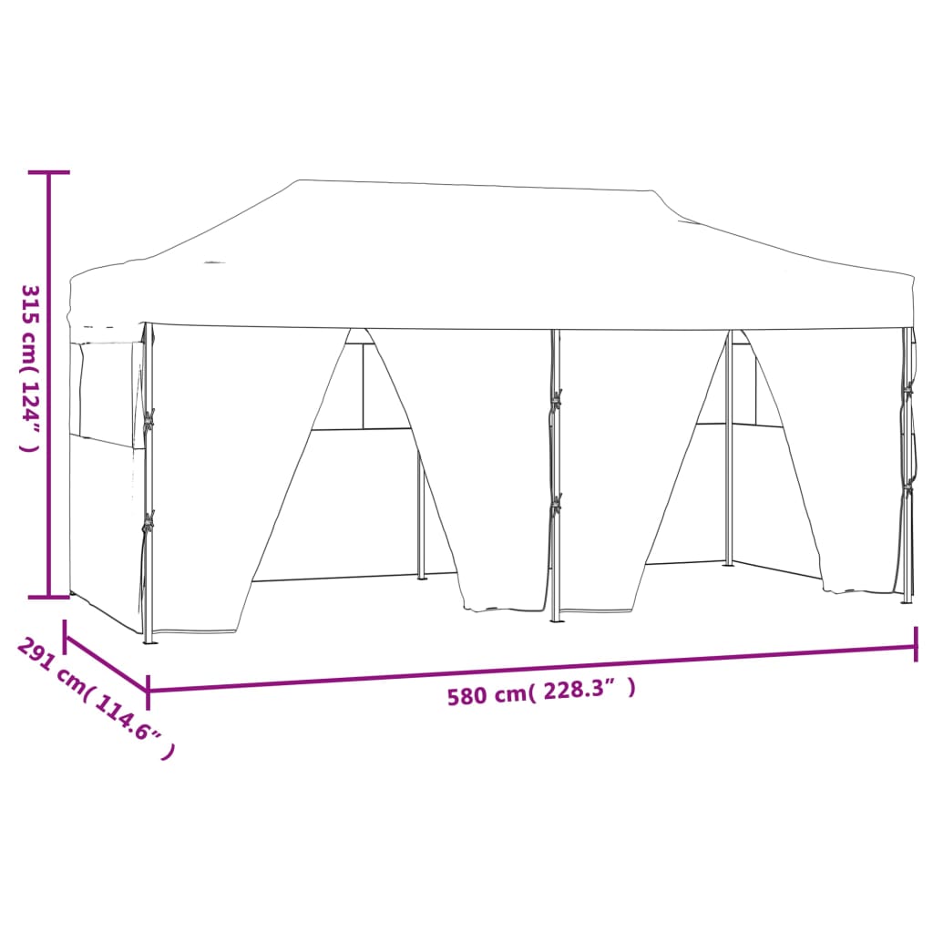 Professional Folding Party Tent with 4 Sidewalls 3x6 m Steel Blue