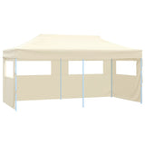 Professional Folding Party Tent with 4 Sidewalls 3x6 m Steel Cream