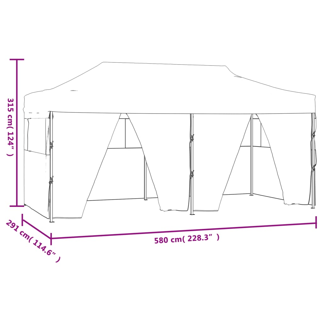 Professional Folding Party Tent with 4 Sidewalls 3x6 m Steel Cream