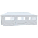 Folding Pop-up Party Tent with 8 Sidewalls 3x9 m White