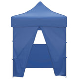 Professional Folding Party Tent with 4 Sidewalls 2x2 m Steel Blue