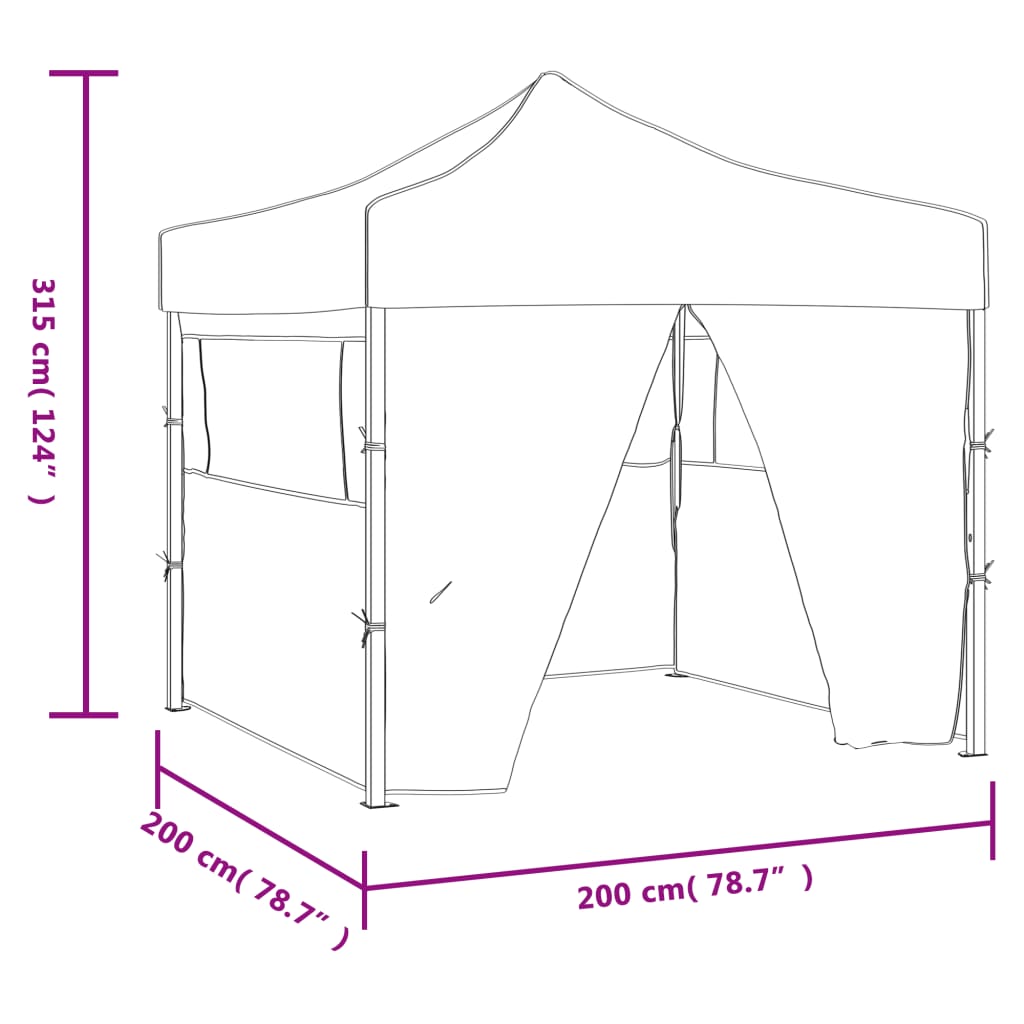 Professional Folding Party Tent with 4 Sidewalls 2x2 m Steel Blue