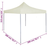 Professional Folding Party Tent 2x2 m Steel Cream